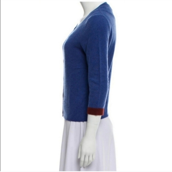 100% Cashmere VERA WANG blue cardigan sweater - Picture 2 of 3